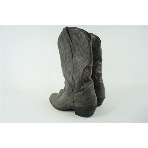 Double H Leather Cowboy Boots grey  cowgirl western sz. 7 embroidered pull on - Picture 6 of 14